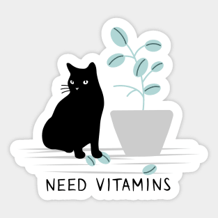 When the Black Cat needs vitamins Sticker